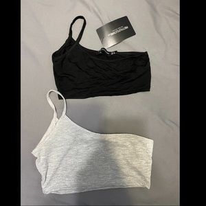 Basic Black and Grey one shoulder strap crop top